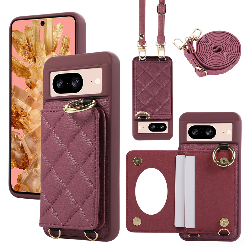 Adatto per Pixel 9a 8a Custodia in pelle per cellulare con slot per schede Custodia protettiva per cellulare con tracolla 10 Pro XL_voghion.com