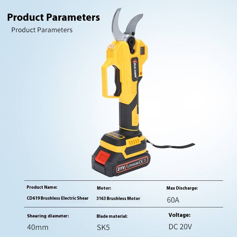 CD619 Cordless Lithium-Ion Brushless Pruning Shears - Long-Lasting Electric Garden Scissors For Trees & Shrubs, Lightweight & Ergonomic Design_voghion.com