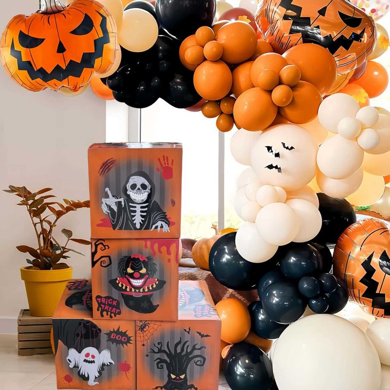 Halloween Ghost Festival Bloody Halloween Party Decoration Pumpkin Pattern Cardboard Box - Orange Ghost Box_voghion.com