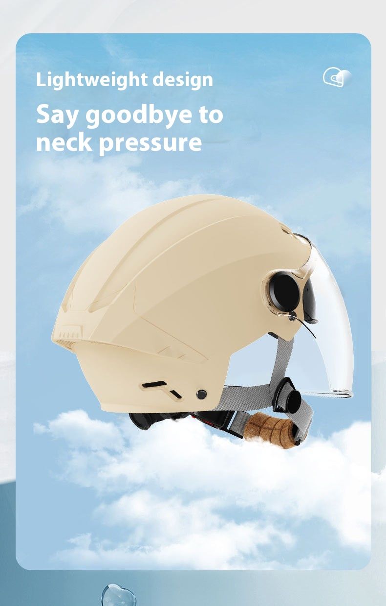 3C Certified Summer Motorcycle Half Helmet – UV Protection, Lightweight ABS Shell, Adjustable Fit (Clear/Tinted/Silver Visor Options)_voghion.com