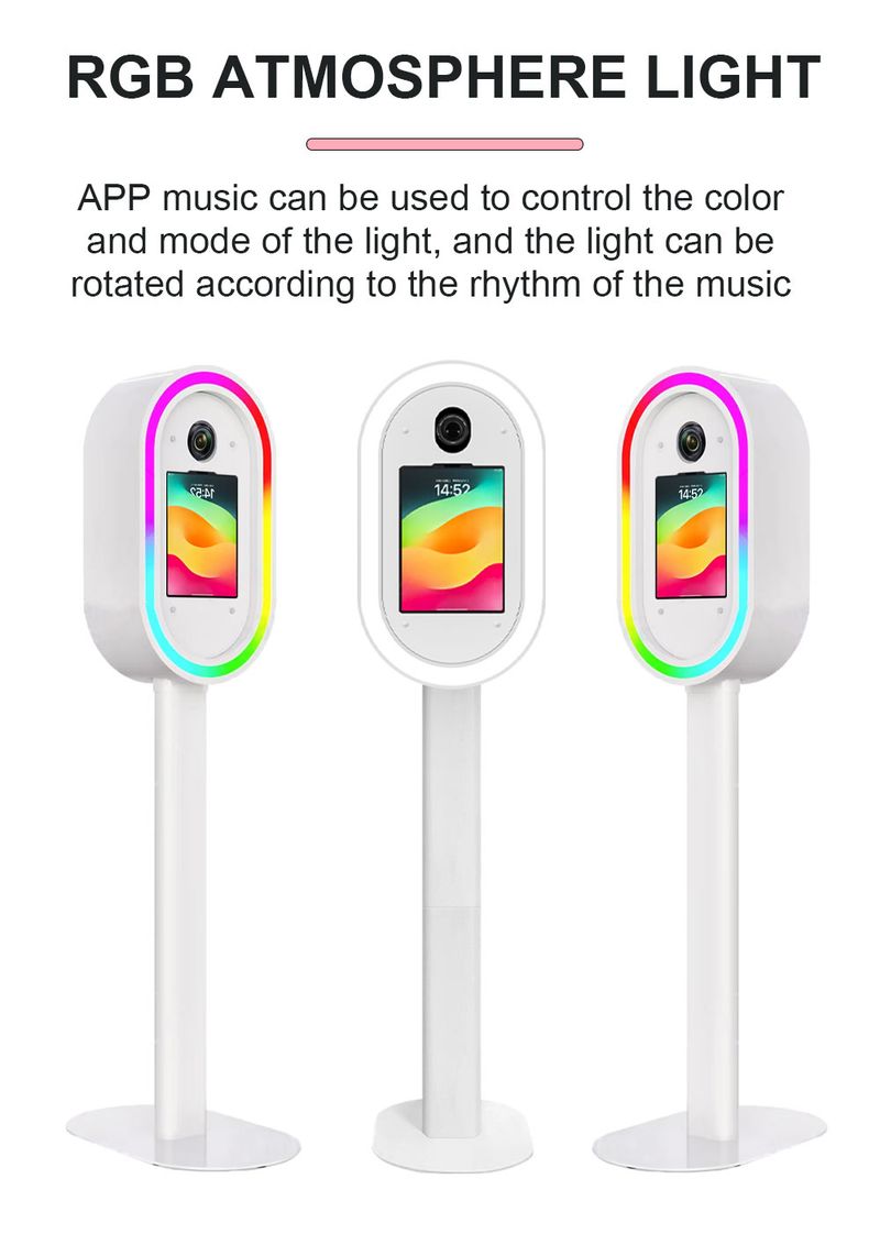 Oval DSLR Photo Booth IPad Photo Booth For 10.2"-13" With RGB Light And Flashlight Shell Stand Selfie Photobooth Machine For Events Rental Wedding_voghion.com