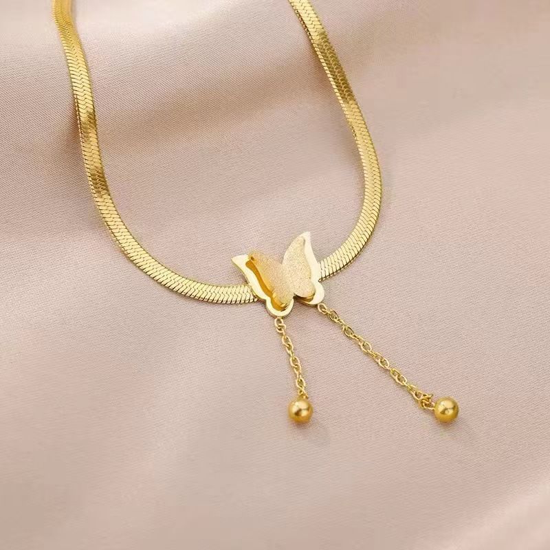 Collana a forma di farfalla in oro per donna, collana lunga e delicata, placcata in oro 18k/argento, con ciondolo a forma di Y, collane a catena con perline a strati alla moda_voghion.com