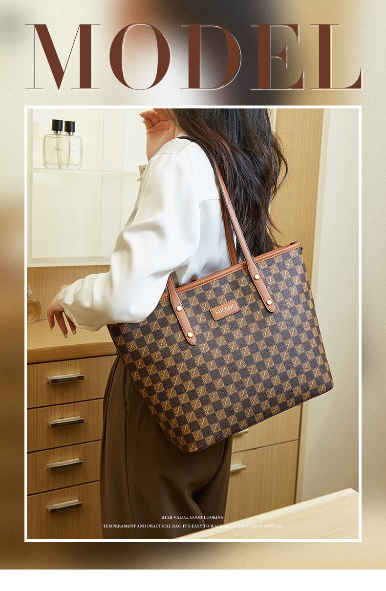 2023 Nieuwe Goede Vrouwen Retro Europese En Amerikaanse Grote Capaciteit Draagtas Dambord Eenvoudige Leisure Commuter Bag Moeder Tas_voghion.com