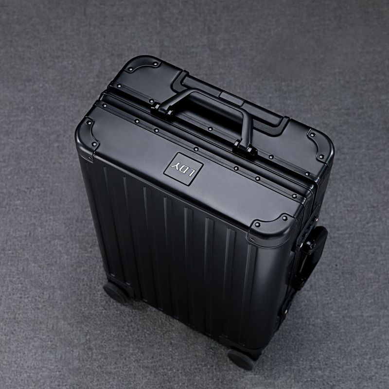 Gepäck 20 Zoll Koffer aus Aluminium-Magnesium-Legierung Universal Wheel Boarding 24 Trolley Case Schwarze Reisetasche_voghion.com