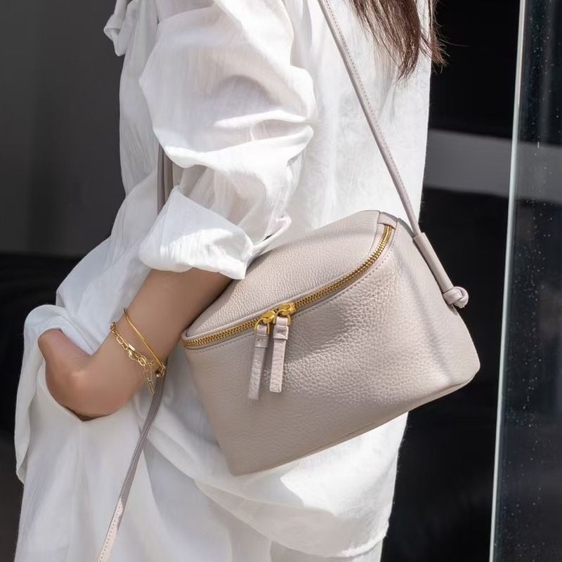 Genuine Leather For Women, Single Shoulder Crossbody Mini Lunch Box Simple Soft Cowhide Phone Bag, Travel Bag_voghion.com