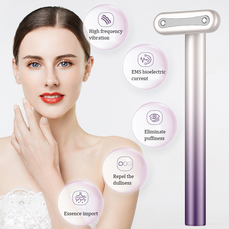 1/4 en Facial EMS Microcorriente Cálido Cuidado de los ojos Instrumento de belleza LED Cuidado de la piel Varita Vibración Skcare 70% de descuento_voghion.com