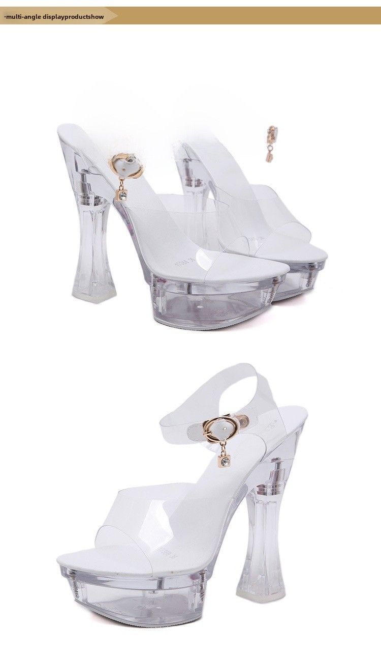 Damen-Hausschuhe mit Kristallabsatz, dicker Boden, rutschfest, wasserdicht, Sommersandalen, lässiger Stil, PVC-Material, Erwachsenengröße_voghion.com