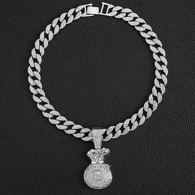 Hip Hop Street Crowd personalisierte Dollar Symbol Geld Tasche Anhänger kubanischen Kette_voghion.com