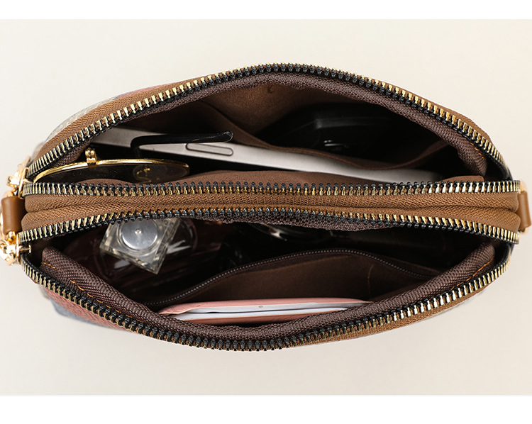 Geantă de telefon mobil crossbody cu un singur umăr, cu fermoar dublu, cu potrivire de culori, 2024, versatilă, stil național, tendință la modă_voghion.com