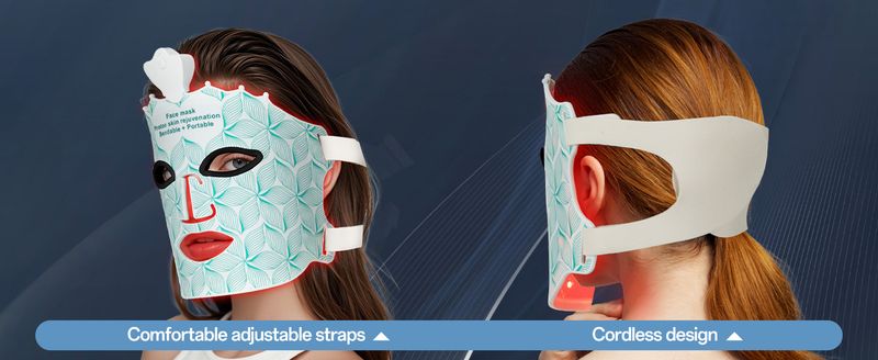 Red Light Mask For Face - 7 Colors Red Light Mask, Facial Skin Care At Home, Cordless, Ergonomic Design And Rechargeable For Home - Green_voghion.com