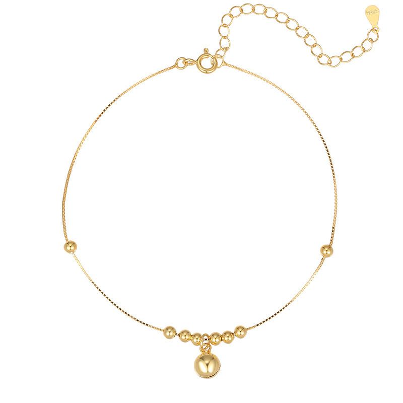 Yin Zhen Japanese Korean Simple S Pure Silver Round Bead Bell Anklet For Women, Niche Design, High-end Feel Bracelet,_voghion.com
