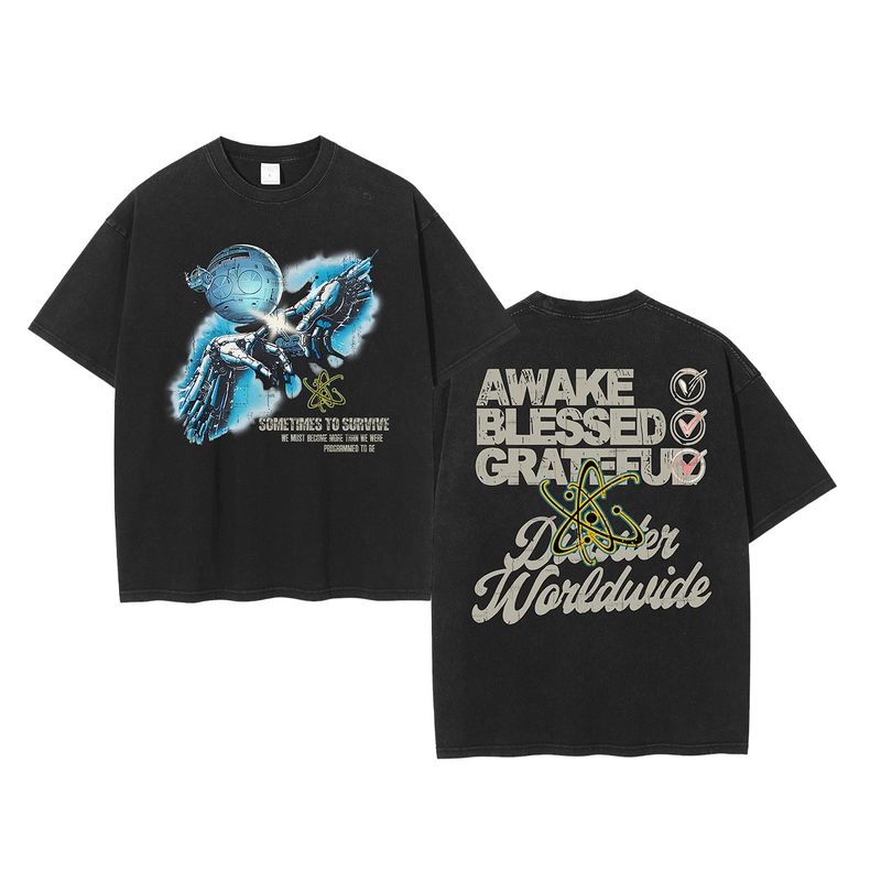 Bedrucktes Herren-Kurzarm-T-Shirt American Retro Destruction Loose Herren-T-Shirt_voghion.com