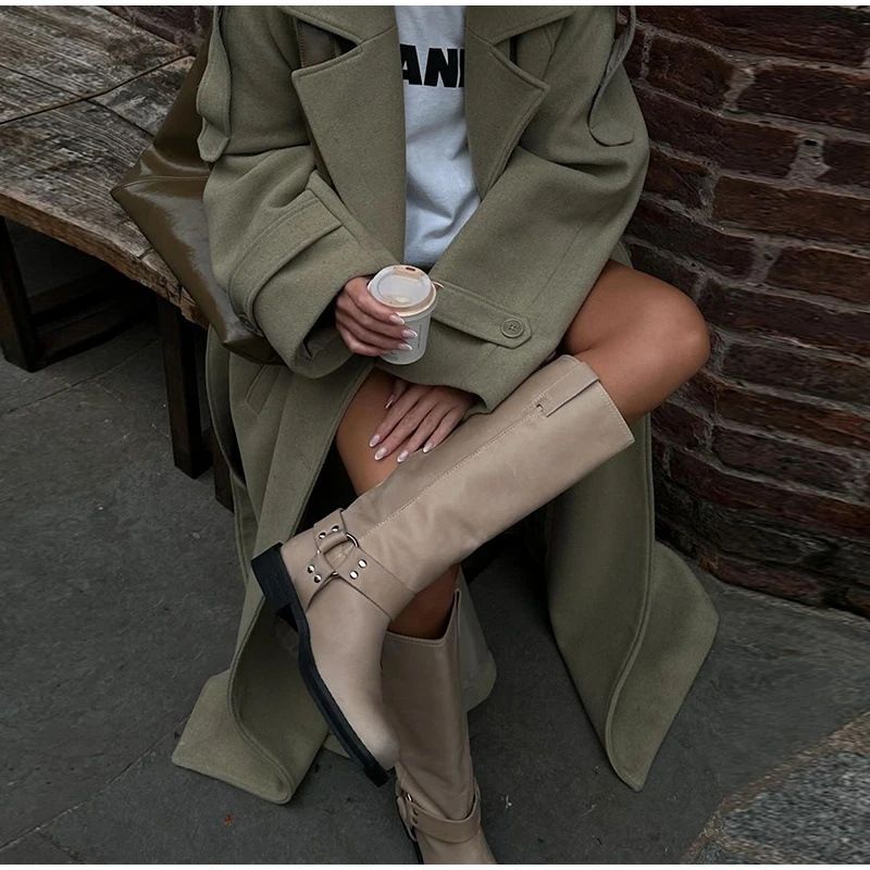 "Elegante cappotto lungo in lana da donna - Trench con cintura e collo a revers, vestibilità oversize, caldo capospalla invernale, elegante e comodo"_voghion.com
