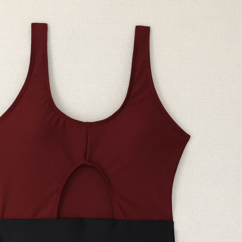 2025 Européen et Américain nouveau bloc de couleur unie boxer slip creux une pièce maillot de bain bikini bikini commerce extérieur transfrontalier_voghion.com