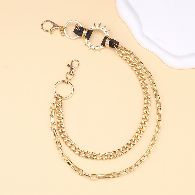 Pantaloni da cacciatore pazzo alla moda con punte esagerate, in metallo punk rock hip hop, con catena per portafoglio da uomo_voghion.com