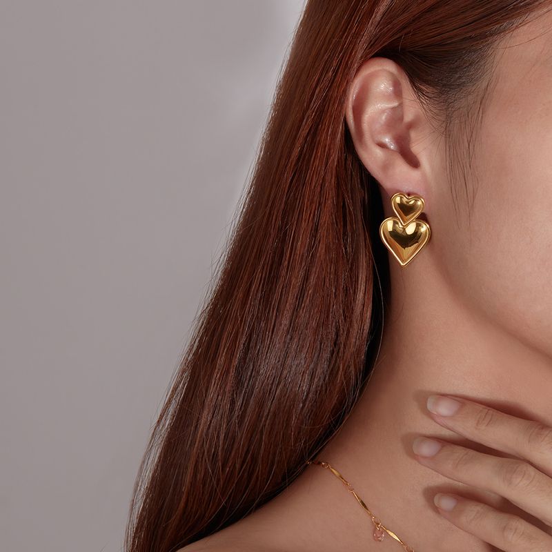 Modischer, hochwertiger, farblich passender, herzförmiger, vergoldeter Edelstahlanhänger für Damen, modischer Schmuck_voghion.com