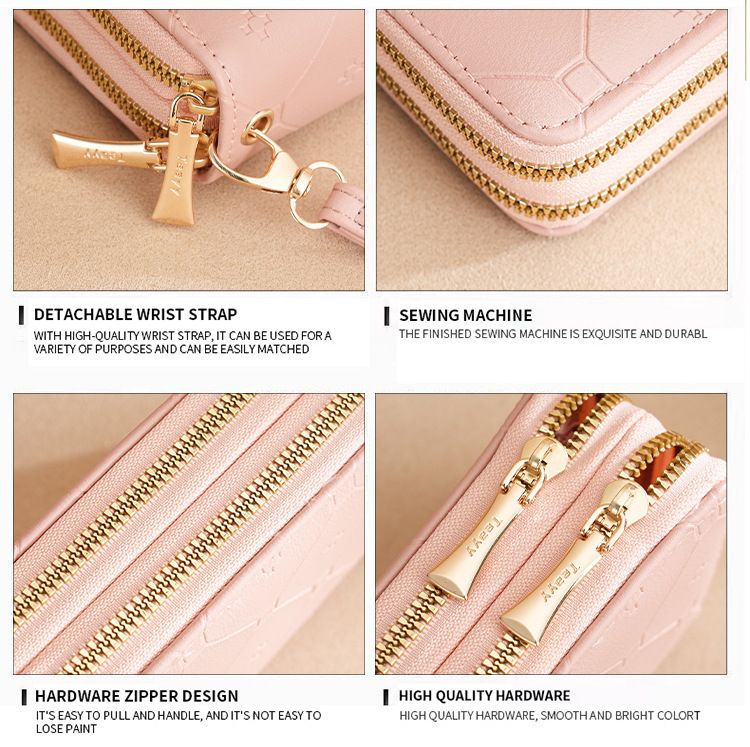 Damen Handtasche Umhängetasche Geldbörse Mädchen Lange Doppelreißverschluss Geldbörse Mode Große Kapazität Handtasche Frauen_voghion.com