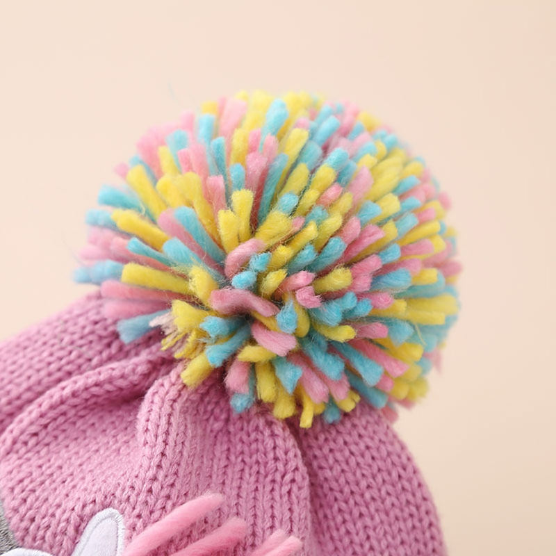 Bonés infantis unicórnio de desenho animado, chapéu de malha, luvas de inverno, gorro quente para meninas, conjunto de luvas para crianças de 2 a 6 anos_voghion.com