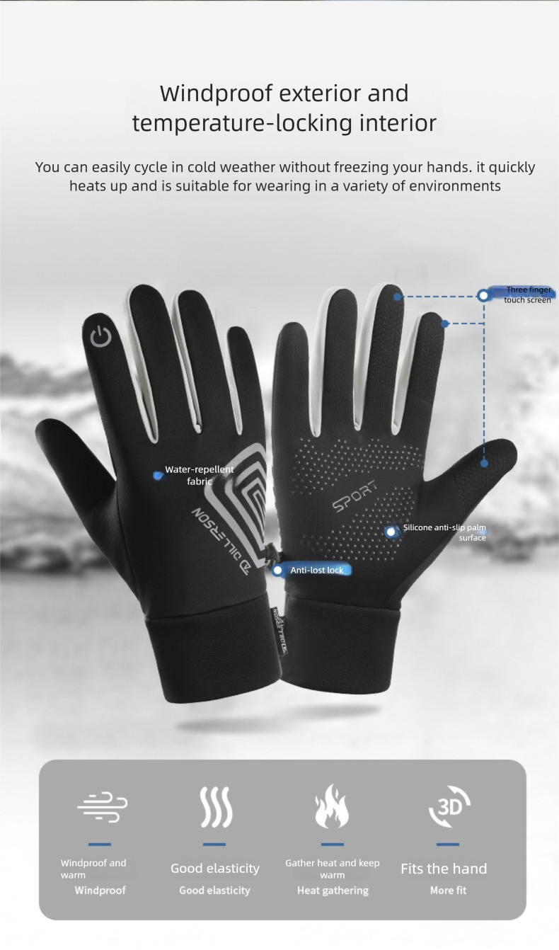 DILLERSON/DILSON Guanti da ciclismo da uomo, autunno inverno, caldi, in pile, touchscreen, sportivi, da donna, antivento, impermeabili Y-21_voghion.com