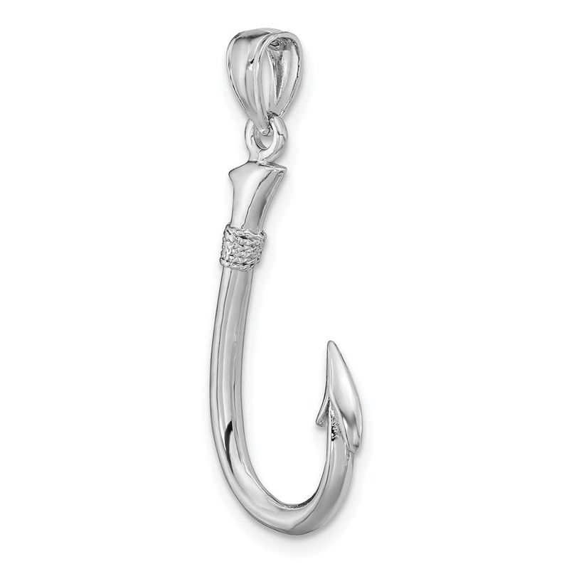 14K White Gold 3-D Fish Hook Charm_voghion.com