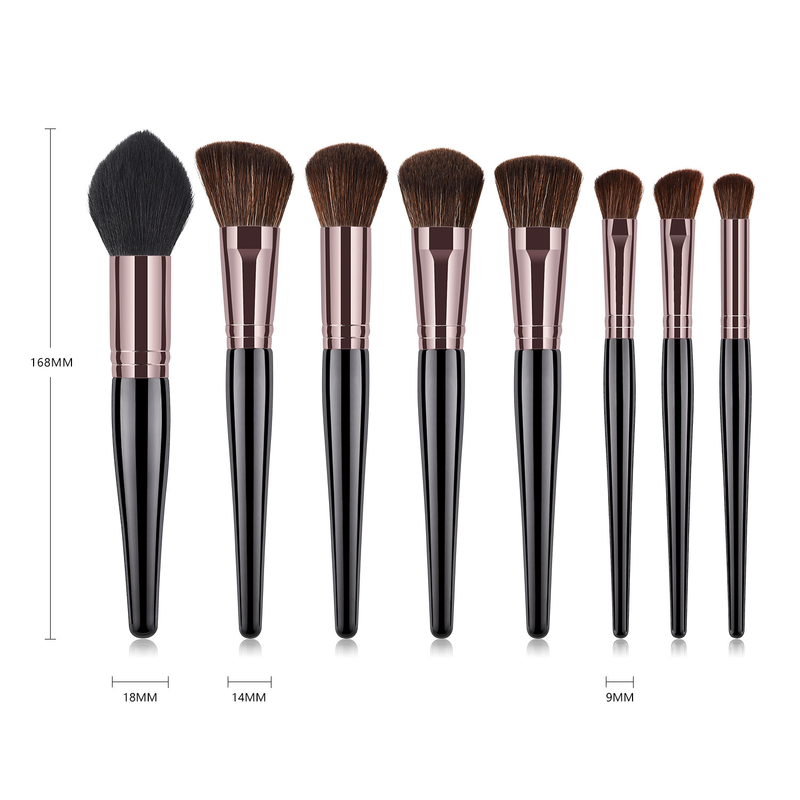 8-teiliges Make-up-Pinsel-Set, Make-up-Tools, Puderpinsel, schwarzer schwangerer Bauch, Tasche, Yuncai-Set GUJHUI_voghion.com