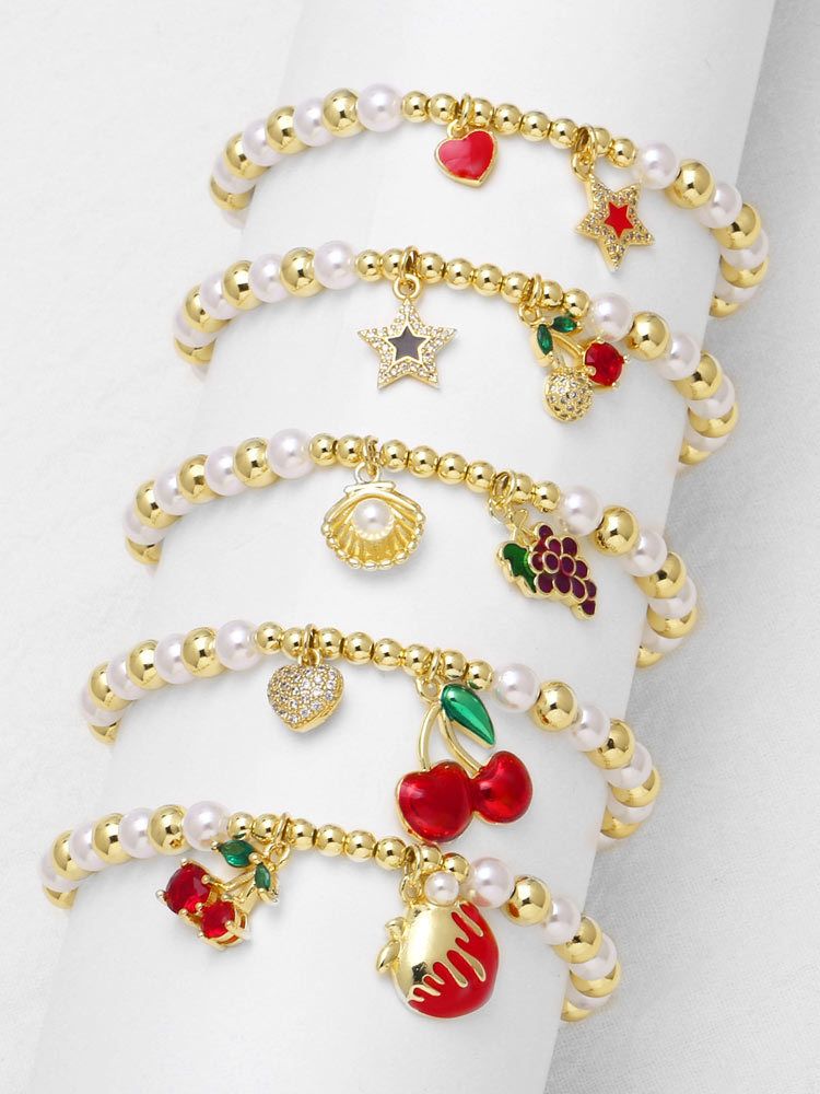 Charm Armbänner AS Bijouen Nei Uebst Kiischte Drauwe Anhänger Armband Perl Vergoldete Armband Handschmuck Brm75_voghion.com