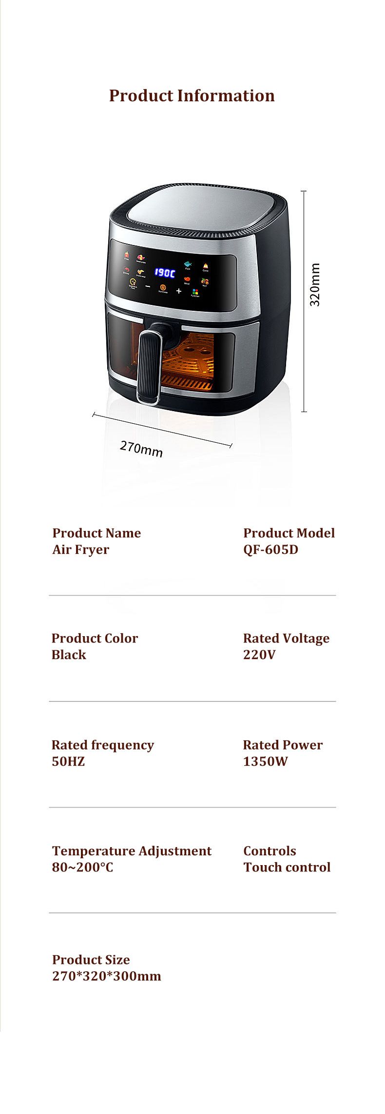 2400W 5L Air Fryer Digital Visible Ofen Uelegfräi Low-Fett Gesond Frittekoker_voghion.com