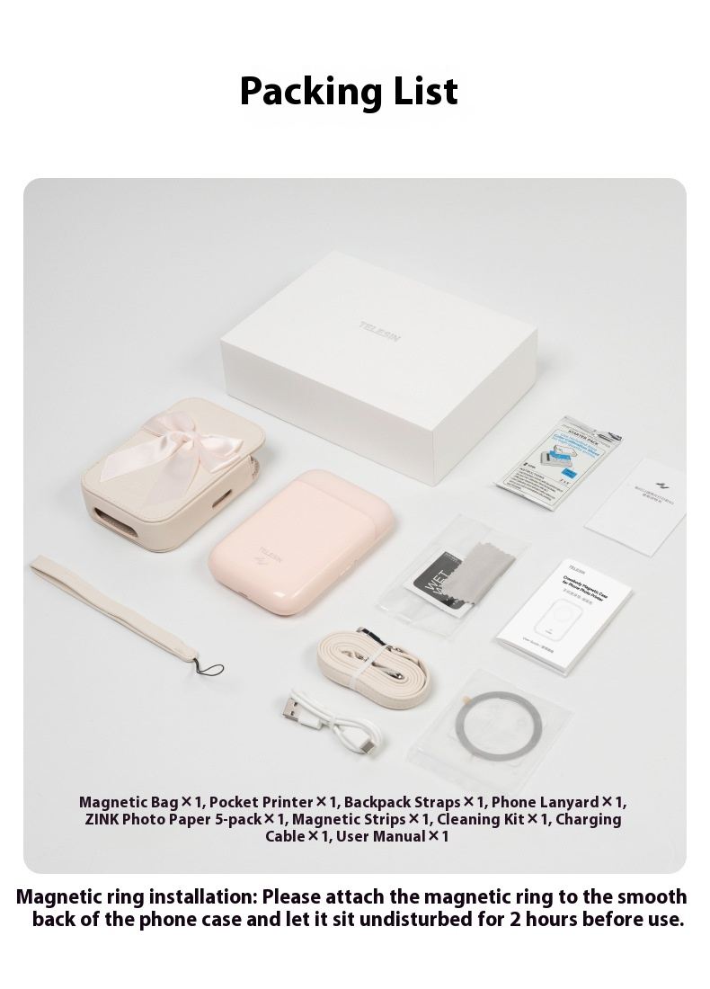 Mini impressora fotográfica, impressora fotográfica instantânea portátil sem fio Bluetooth de bolso, impressão sem tinta para smartphone, uso doméstico e viagens, ZINK Zero Ink_voghion.com