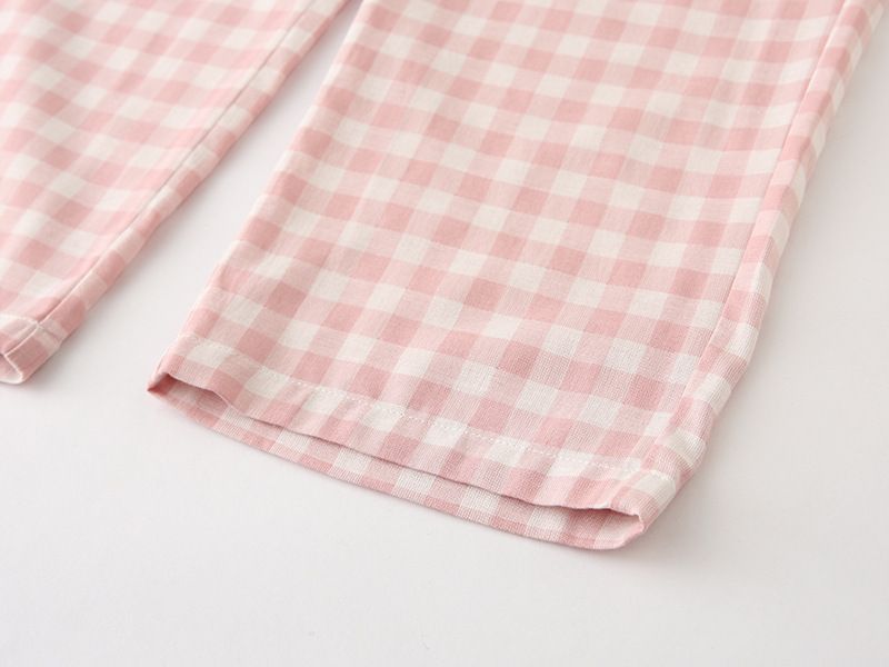 MUJI Style Pure Cotton Double Gauze Plaid Couple's Single Pajama Pants For Men And Women's Home Pants Casual Pants_voghion.com