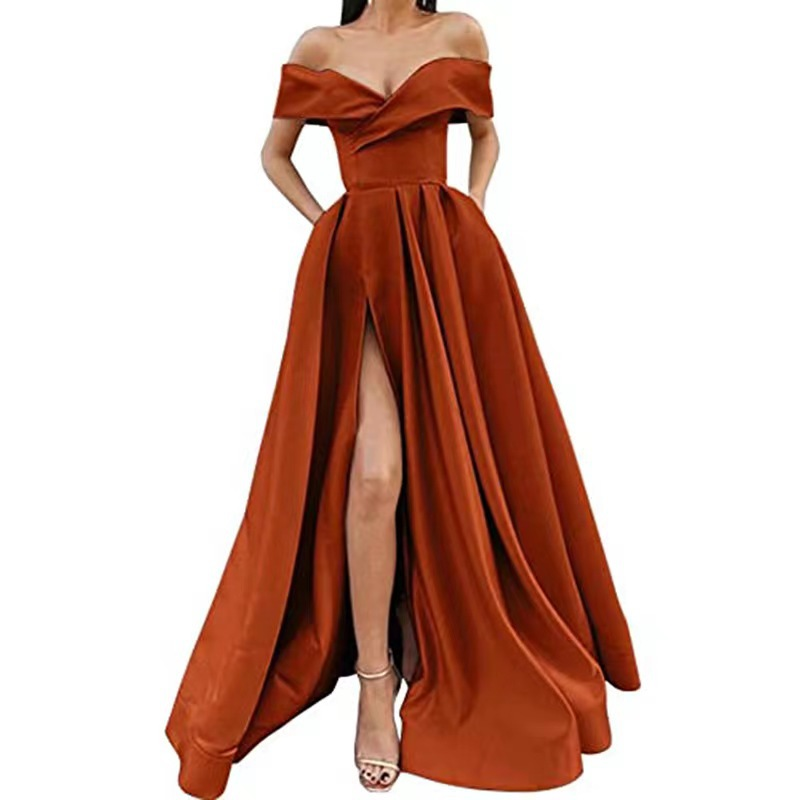 Women's deep V-neck ebay satin multi-color dress_voghion.com
