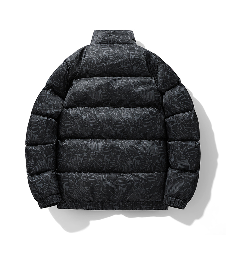 Herrenbekleidung Dicke, lockere Camouflage-Ahornblatt-Trend-Outdoor-Alles-Stand-Kragen-Daunenjacke_voghion.com