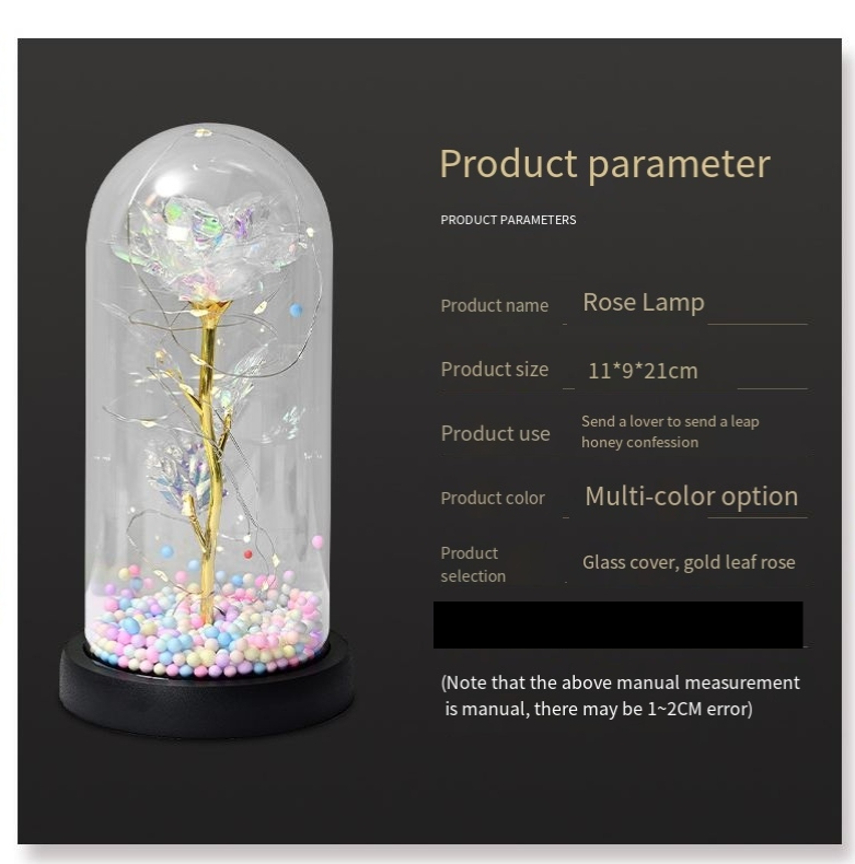 Valentine's Day gift glass cover with light gold foil bouquet for girlfriend birthday gift eternal flower glass cover_voghion.com