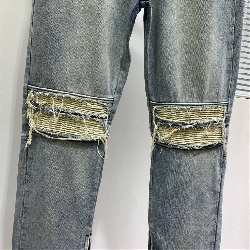 Mænds jeans Ni-punktsbukser Slanke dobbelt lynlås Stretch Casual Bukser Lange_voghion.com