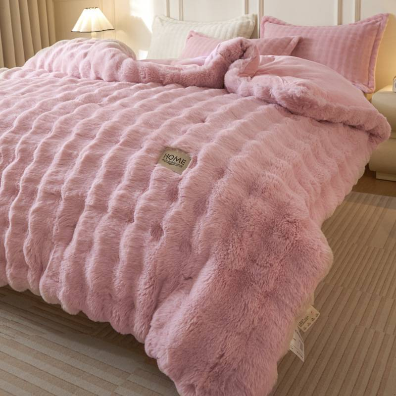 Trapunte e piumoni Trapunta invernale spessa e calda Trapunta da letto in velluto color latte_voghion.com