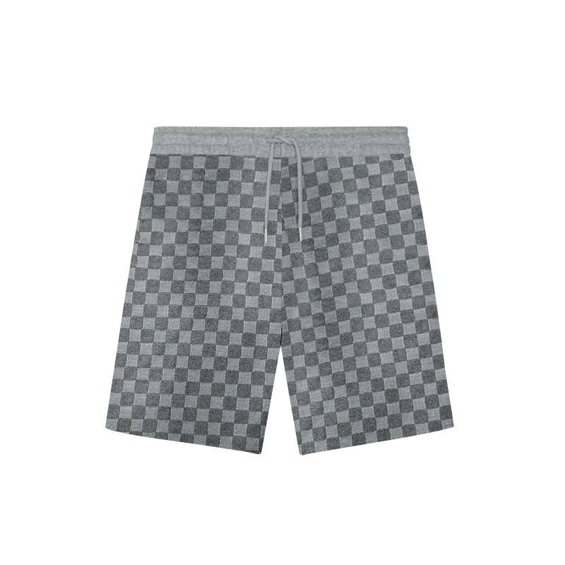 Herren Rundhals T-Shirt Hoodie Langarm Shorts Set Locker Lässig Schachbrett Sport Zweiteiliges Set_voghion.com