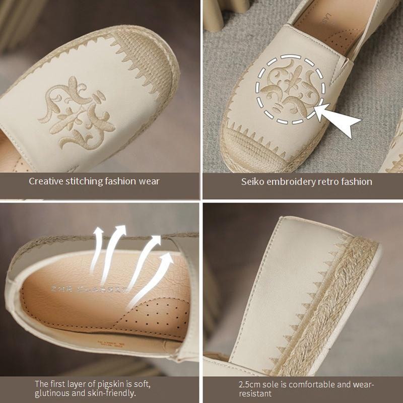 Chaussures pour femmes, chaussures de pêcheur brodées à la mode, chaussures simples d'automne, nouvelles chaussures pour femmes à tempérament assorti, une étape_voghion.com