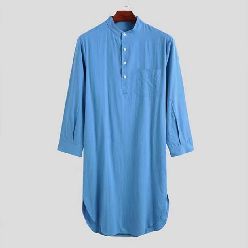 Herrenbekleidung Mode Ethno-Stil Langarm Muslim Longshirt_voghion.com