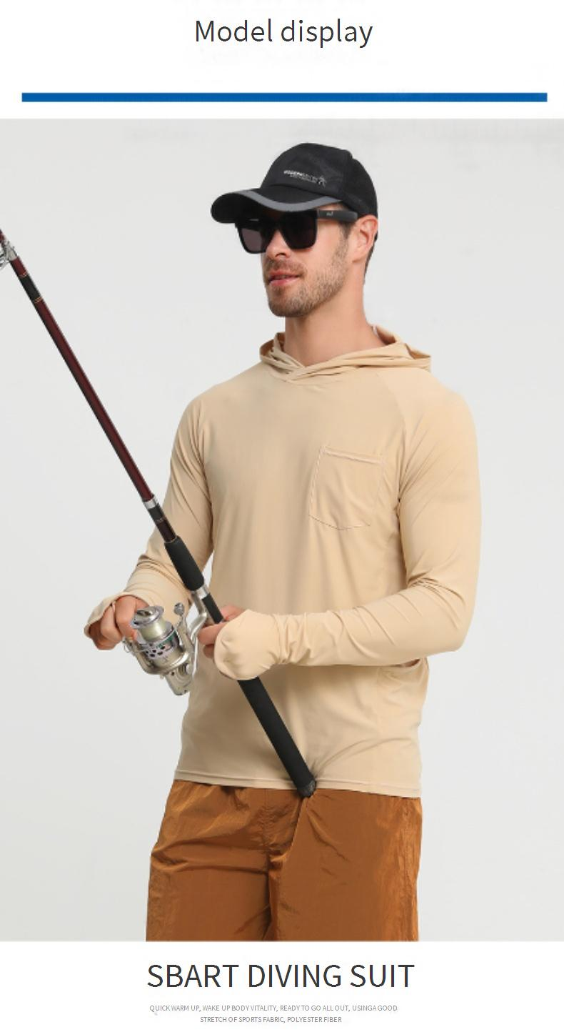 Langärmlige Sonnenschutzkleidung für Herren, Angelkleidung, schnelltrocknend, UV-beständig, verschleißfest, Sonnenschutzkleidung aus Eisseide_voghion.com