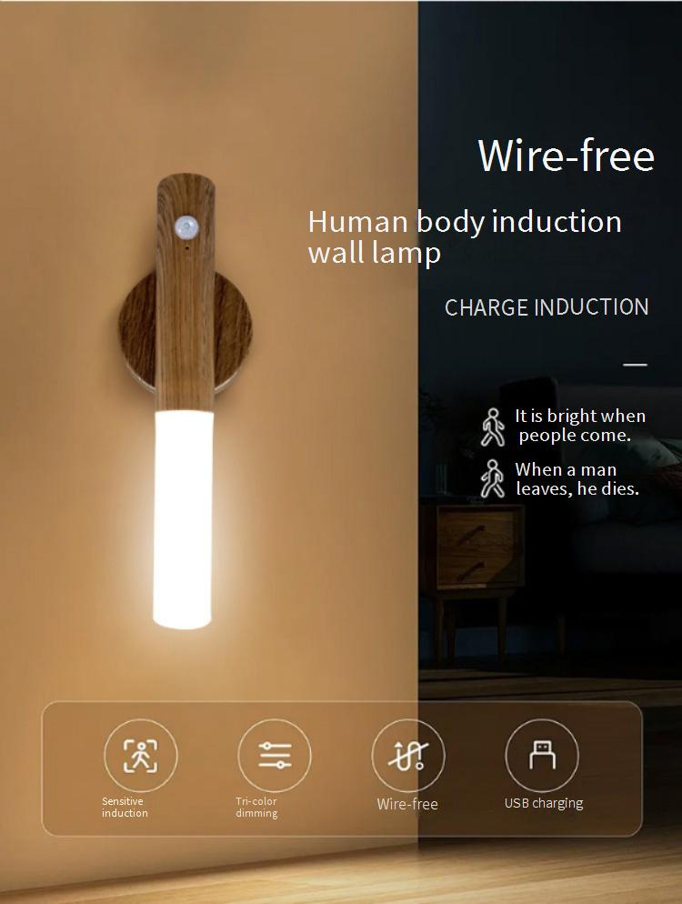 Intelligent Human Body Induction Night Light Led Smart Home Charging Atmosphere Light Home Corridor Aisle Wooden Induction_voghion.com