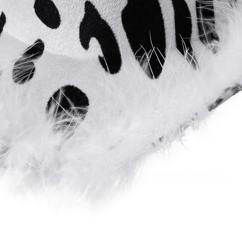 Milk Print White Feather Cowboy Hat Black And White Fur Print Milk White Feather Plush Cowboy Hat_voghion.com