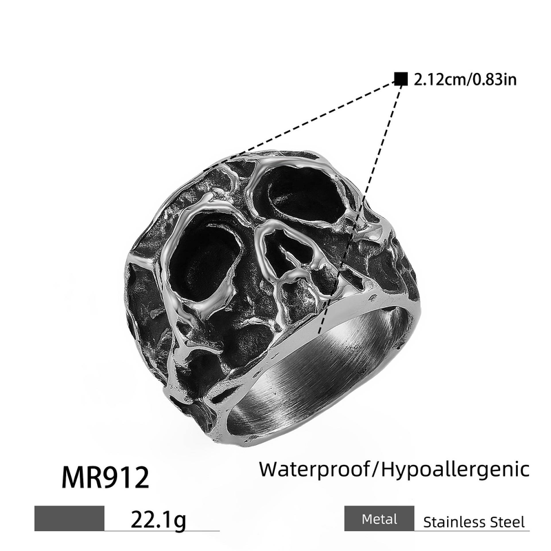Rings Patterned Three Dimensional Skull Stainless Steel Ring Punk Ring Men's Titanium Steel Smooth Hip Hop_voghion.com