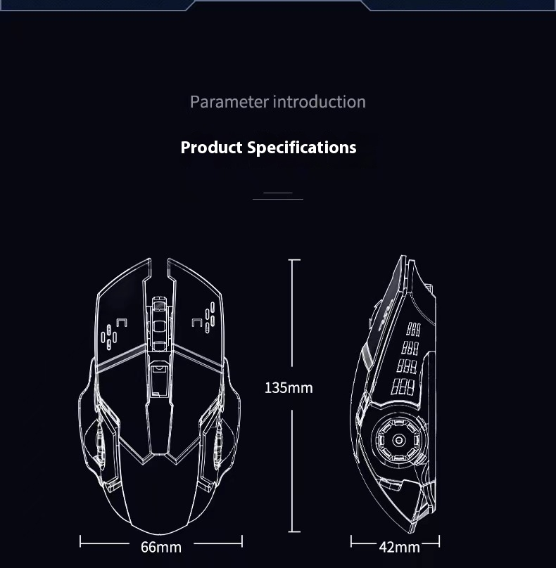 Mouse sem fio para jogos – 1600 DPI, 6 botões, 2.4G+Bluetooth, rolagem de 4 direções, iluminação RGB (preto/cinza/branco/rosa/preto Starlight)_voghion.com