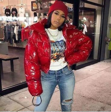 Puff Sleeve Winter Coat For Women - Shiny Quilted Jacket With Stand Collar, Lightweight Warmth, Trendy Streetwear & Office Wear_voghion.com