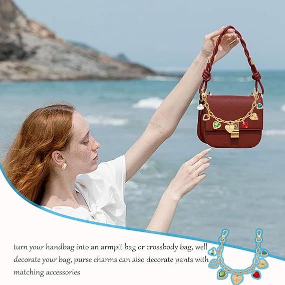Portachiavi da donna con strass rossi, borsa dorata alla moda, ciondolo a forma di cuore, ciondolo chiave, ciondolo portafoglio alla moda, accessorio per auto_voghion.com