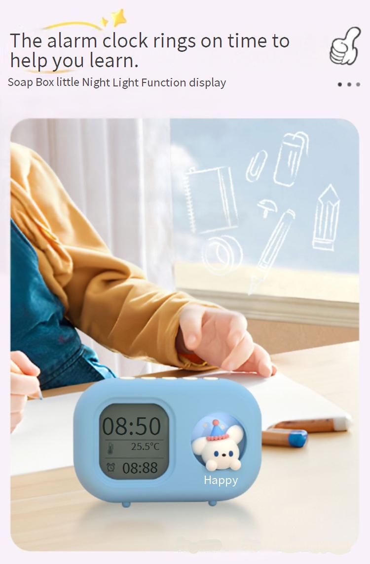 Cartoon Children's Ins Electronic Clock Display Student Specific Cute Clock High Value Junior High School Student Small Alarm Clock_voghion.com