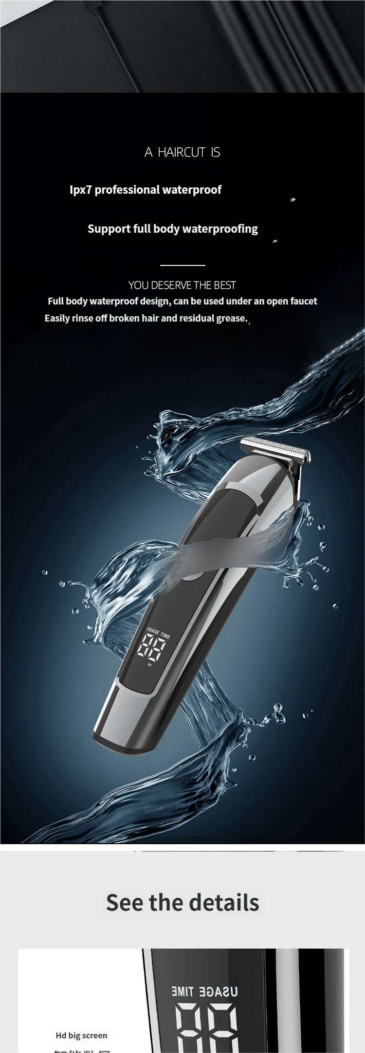 Household Hair Clipper, Multi-functional Oil Head Engraving, Water Washing, Digital Display, High-power Silent Hair Salon Electric Clipper_voghion.com