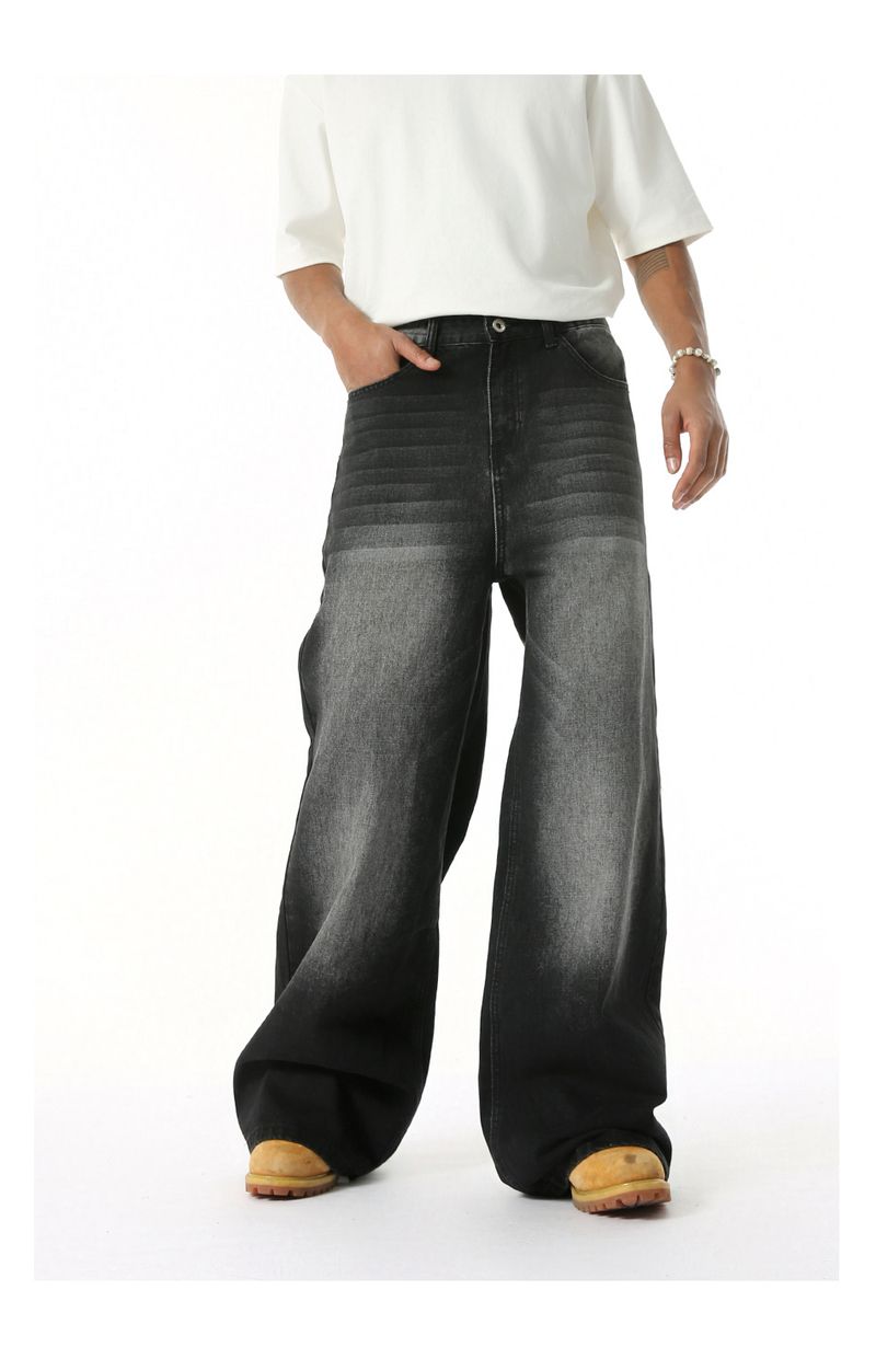 EF JEANS | 2025 Spring New Hong Kong Style Fashion Old Retro Casual Versatile Drape Floor Mopping Jeans_voghion.com