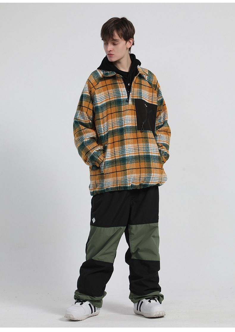 Ski Women Waterproof Warm Color Matching Ski Double Board Veneer Patchwork Snow Pants Men_voghion.com