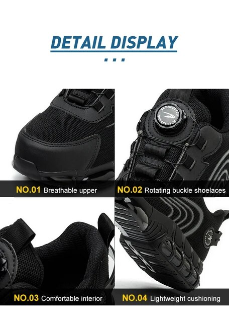Rotating Button Safety Shoes Men Work Sneakers Indestructible Shoes Puncture-Proof Protective Shoes Work Boots Steel Toe Shoes_voghion.com