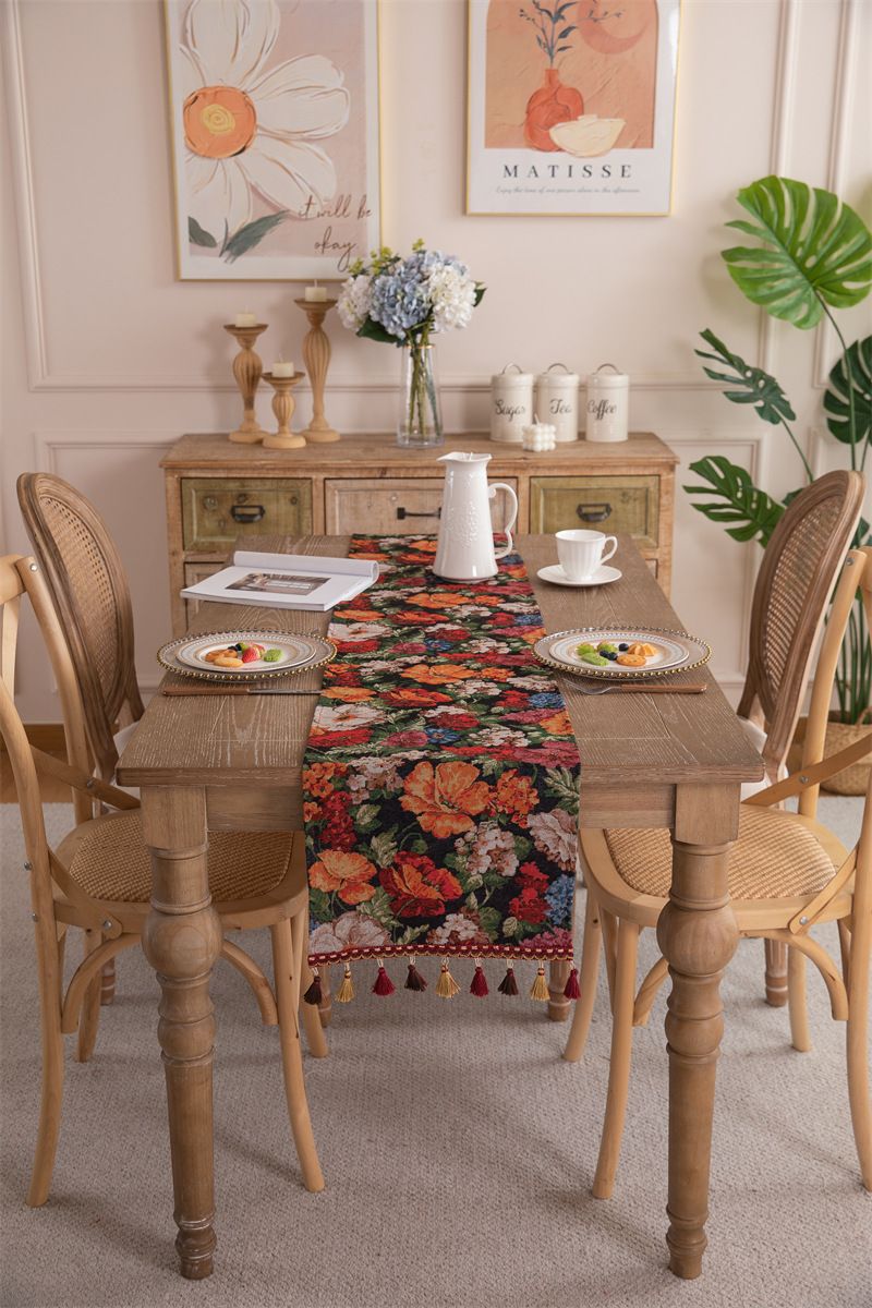 Nuovo copritavolo da caffè in stile americano con nappa in jacquard di poliestere, copriletto e copriletto_voghion.com